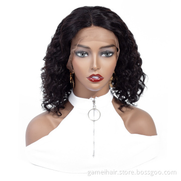 Wholesale Price Peruvian Human Hair Extension Bob Wig Frontal Swiss Lace Deep Curly Wave Bob Wig Lace Front For Women